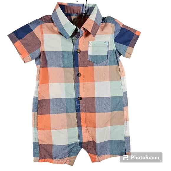 Child of Mine Made by Carter's Infant Plaid Romper NWT 6-9 Months - Picture 1 of 8